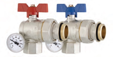 EMMETI RIGHT ANGLED BALL VALVES WITH TEMPERATURE GAUGE